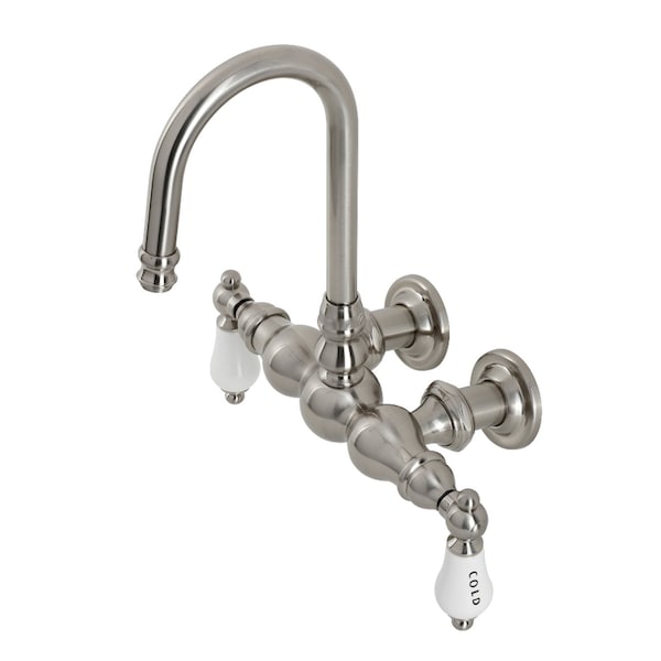 Kingston Brass CA3T8 3-3/8" Tub Wall Mount Clawfoot Tub Faucet, Brushed Nickel CA3T8 - main